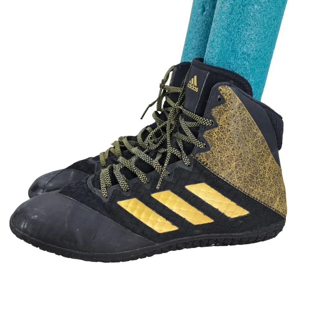 Adidas Map Wizard Hype Black Gold Wresting Shoes Size 10 Mens High Top Metallic